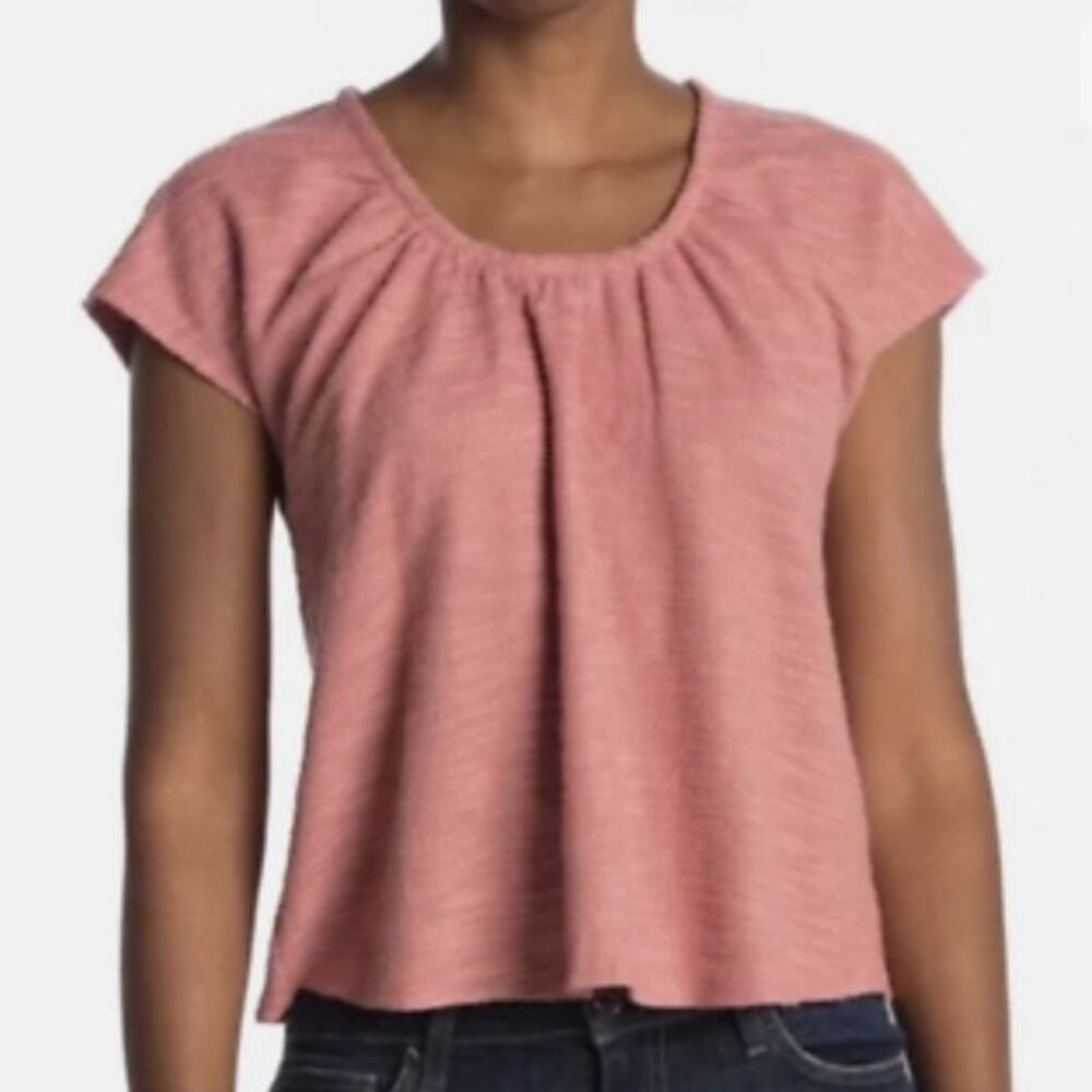 Madewell Texture & Thread Ivy Scoopneck Pink Short Sleeve Blouse Size XS